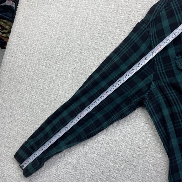 Faded Glory Green / Blue Plaid Flannel Long Sleeve Button Up Mens L Outdoor - Picture 10 of 14